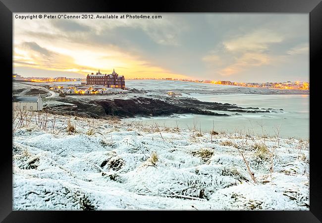 Dawn Snow at Fistral Framed Print by Canvas Landscape Peter O'Connor