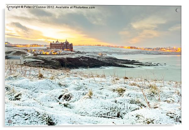 Dawn Snow at Fistral Acrylic by Canvas Landscape Peter O'Connor