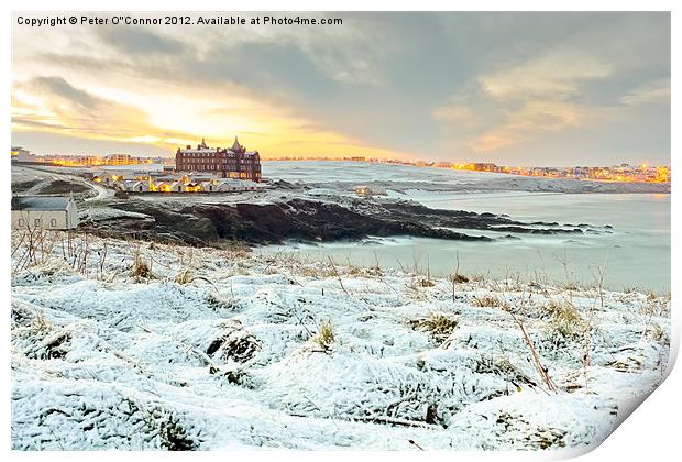 Dawn Snow at Fistral Print by Canvas Landscape Peter O'Connor