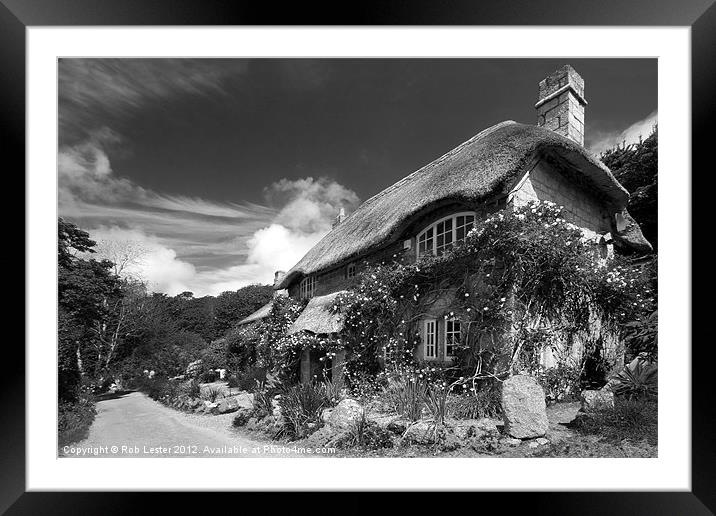Cornish Thatch. Framed Mounted Print by Rob Lester