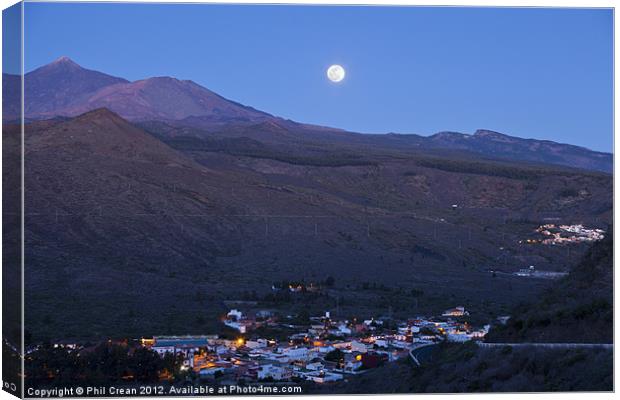Moonrise over Santiago del Teide, Tenerife Canvas Print by Phil Crean