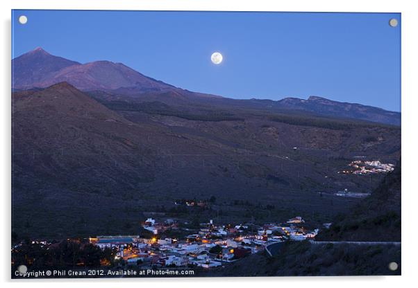 Moonrise over Santiago del Teide, Tenerife Acrylic by Phil Crean