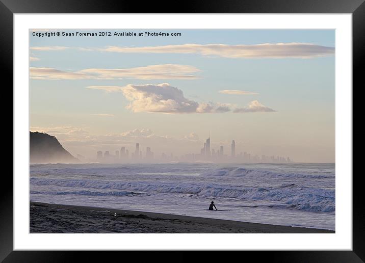 Surfers Paradise from Palm Beach Framed Mounted Print by Sean Foreman