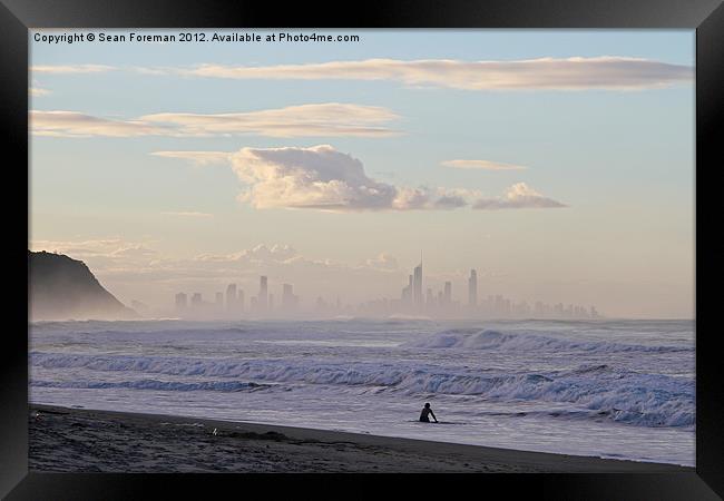 Surfers Paradise from Palm Beach Framed Print by Sean Foreman