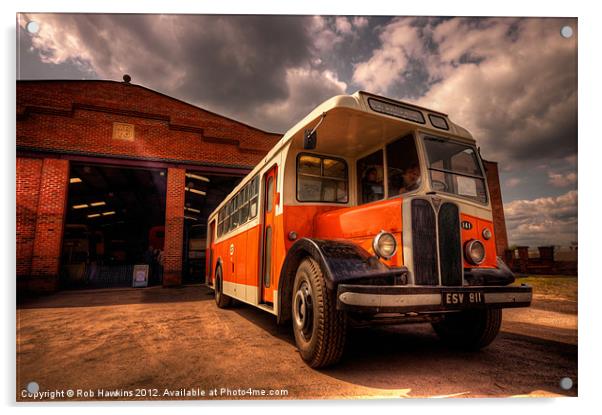 Vintage Leyland Bus Acrylic by Rob Hawkins