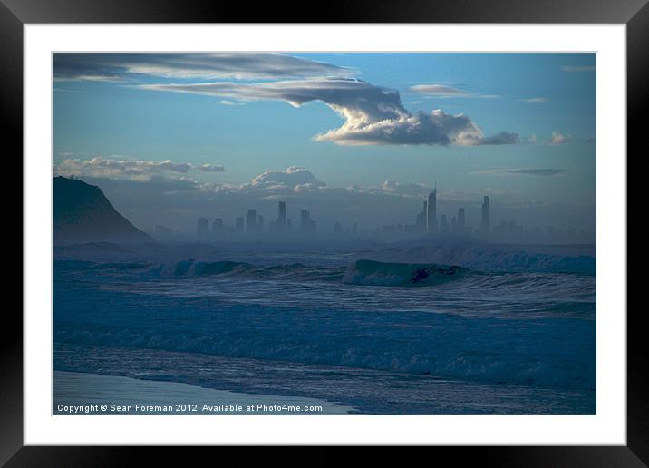 Surfers Paradise from Palm Beach Framed Mounted Print by Sean Foreman