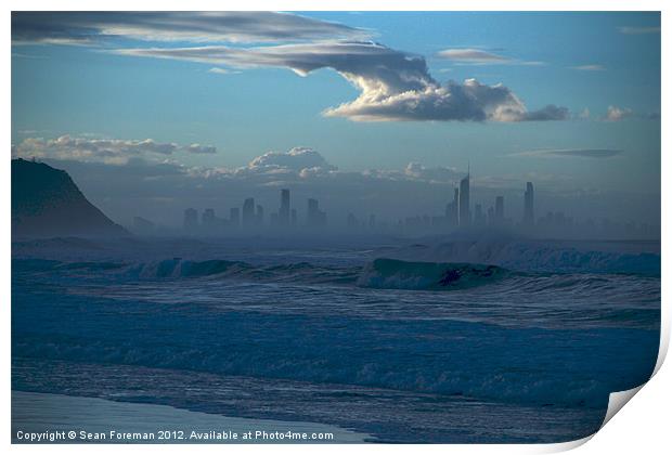 Surfers Paradise from Palm Beach Print by Sean Foreman