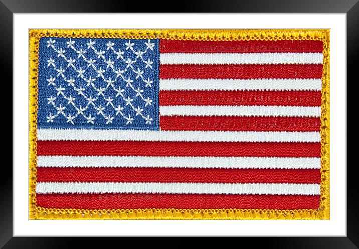 US Flag Patch Framed Mounted Print by William AttardMcCarthy