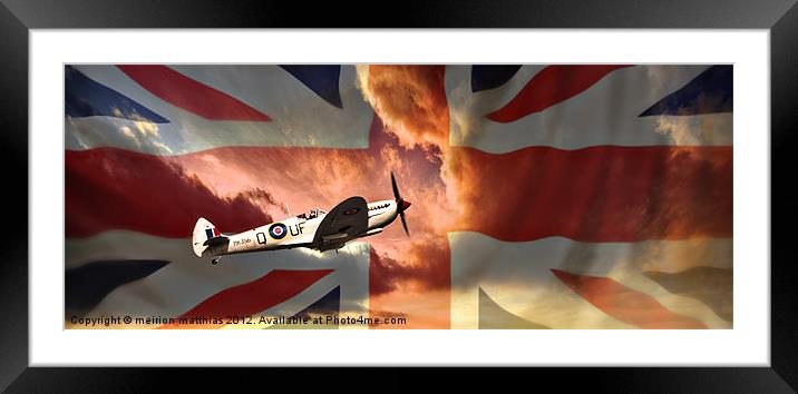 spitfire with union jack Framed Mounted Print by meirion matthias