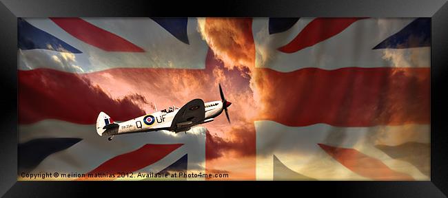 spitfire with union jack Framed Print by meirion matthias