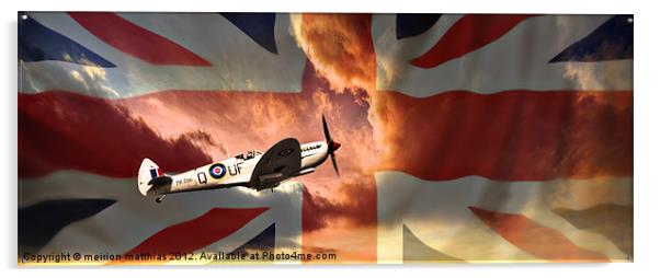 spitfire with union jack Acrylic by meirion matthias