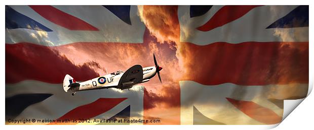spitfire with union jack Print by meirion matthias