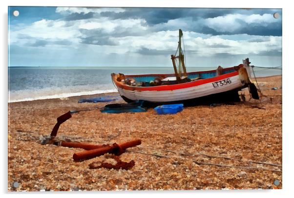 Aldeburgh Fishing Boat Acrylic by Bel Menpes