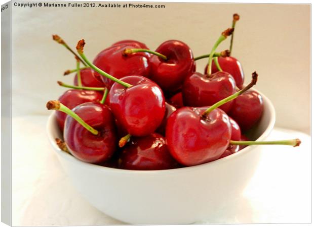 A Bowl of Cherries Canvas Print by Marianne Fuller