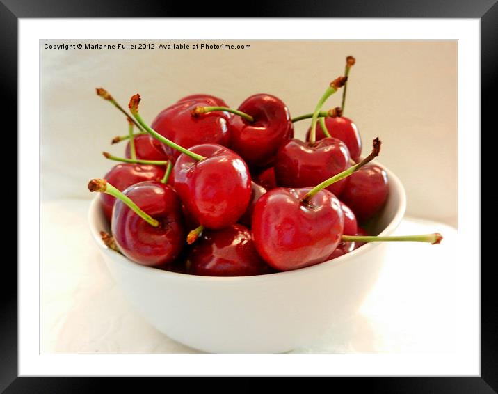A Bowl of Cherries Framed Mounted Print by Marianne Fuller