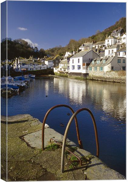 A sunny day at Polperro Harbour Canvas Print by Simon Armstrong