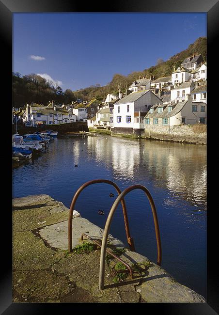 A sunny day at Polperro Harbour Framed Print by Simon Armstrong