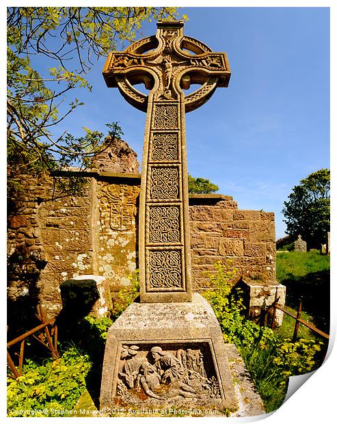 Celtic Cross Layd Church Print by Stephen Maxwell