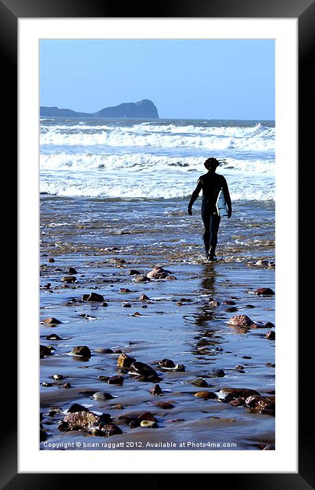 Solitary Surfer Framed Mounted Print by Brian  Raggatt