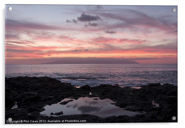 Twilight view to Gomera Acrylic by Phil Crean
