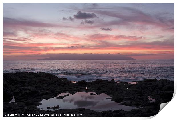 Twilight view to Gomera Print by Phil Crean