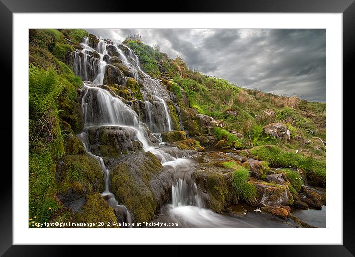 The Brides Veil Waterfall Framed Mounted Print by Paul Messenger