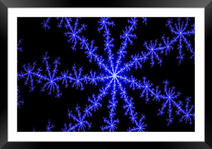 Blue snow crystal Framed Mounted Print by David Pyatt