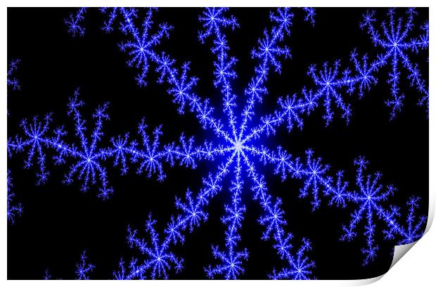 Blue snow crystal Print by David Pyatt
