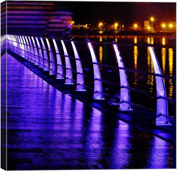 Neon Railings. Canvas Print by Becky Dix