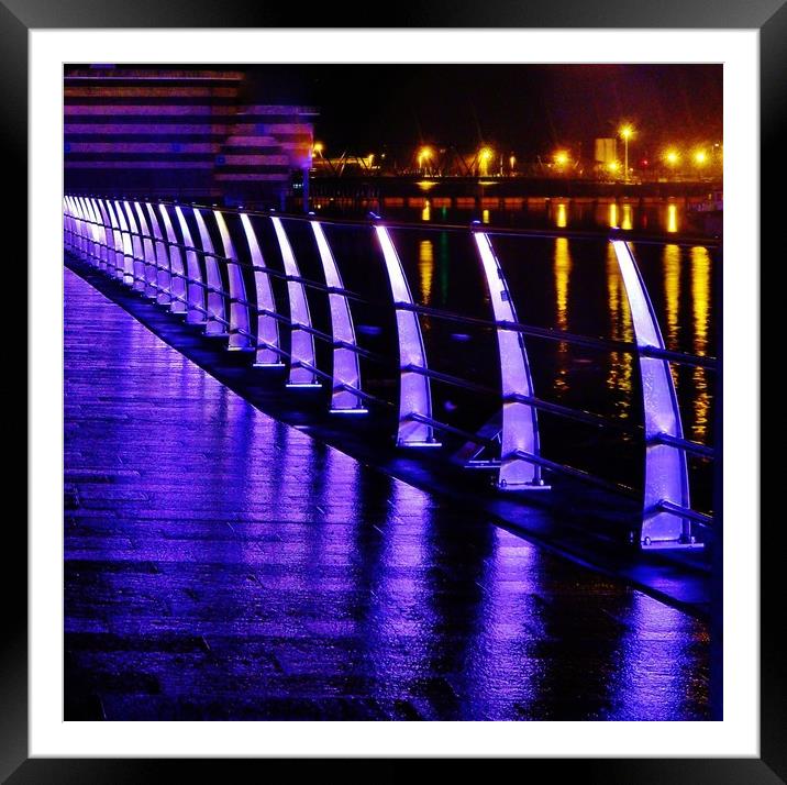 Neon Railings. Framed Mounted Print by Becky Dix