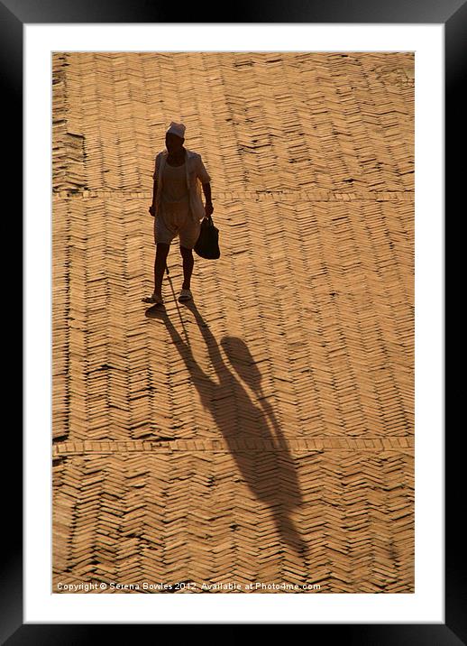 Man and Shadow in Durbar Square Bhaktapur Framed Mounted Print by Serena Bowles