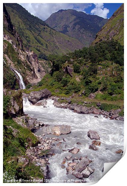 Marsyangdi River between Jagat and Dharapani Print by Serena Bowles