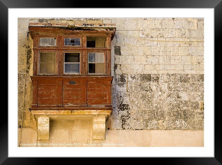Derelict Maltese Balcony Framed Mounted Print by William AttardMcCarthy