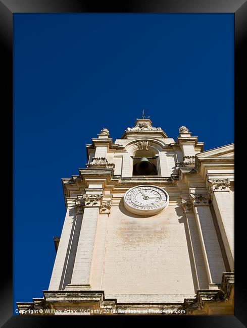 Mdina Cathedral Steeple Framed Print by William AttardMcCarthy