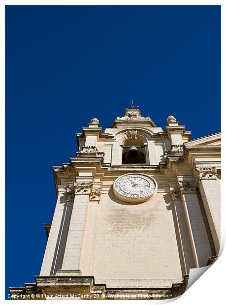 Mdina Cathedral Steeple Print by William AttardMcCarthy