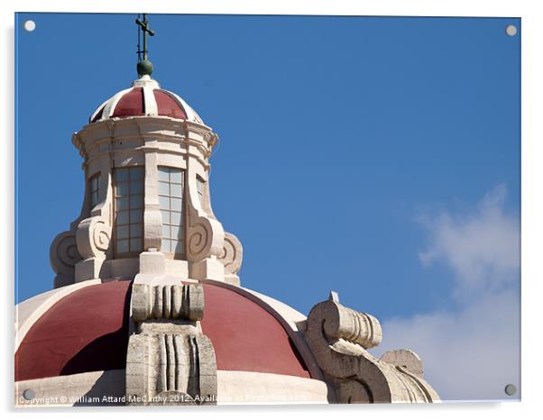 Mdina Cathedral Dome Detail Acrylic by William AttardMcCarthy