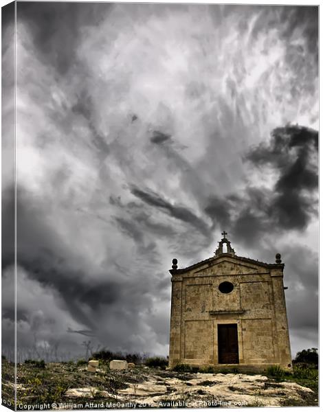 Chapel and Clouds Canvas Print by William AttardMcCarthy