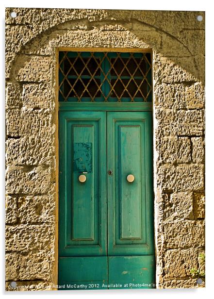 Old Aquamarine Door Acrylic by William AttardMcCarthy