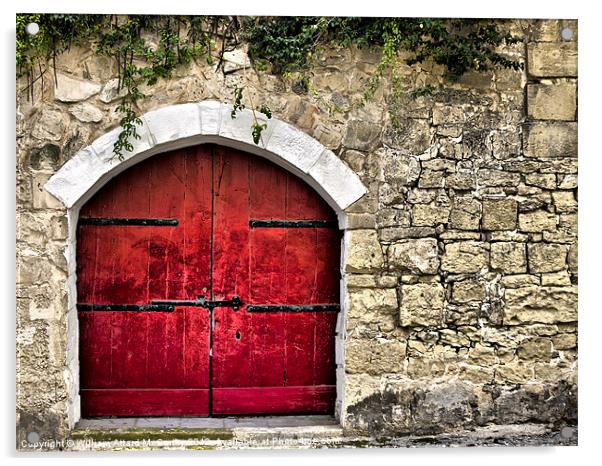 Medieval Red Door Acrylic by William AttardMcCarthy
