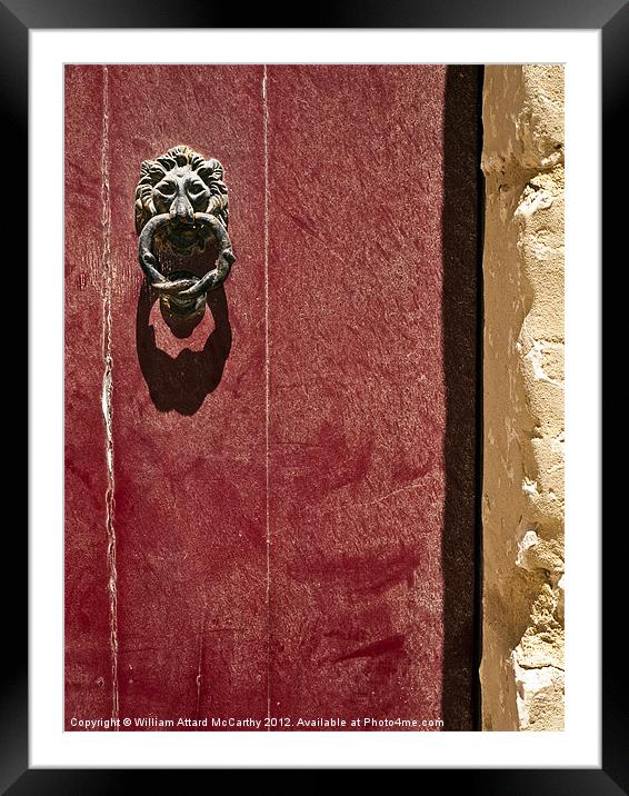 Mdina Door Knocker Framed Mounted Print by William AttardMcCarthy