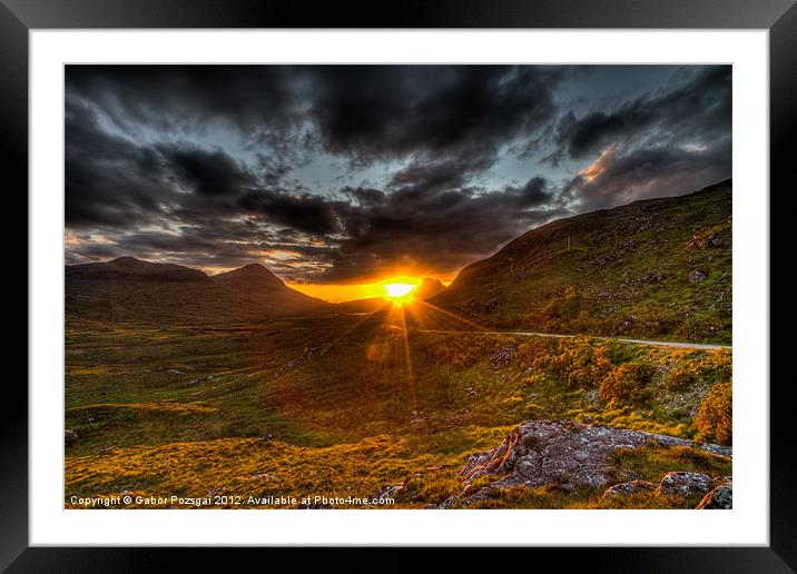Sunset in the Highlands Framed Mounted Print by Gabor Pozsgai