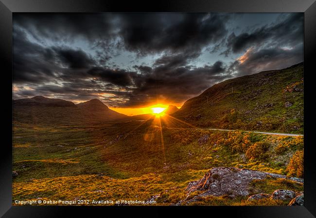 Sunset in the Highlands Framed Print by Gabor Pozsgai
