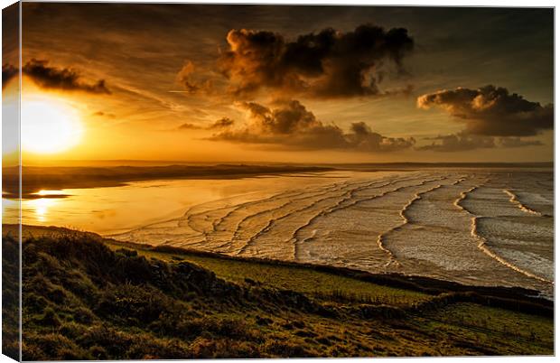 Surfer Sunrise Canvas Print by Dave Wilkinson North Devon Ph