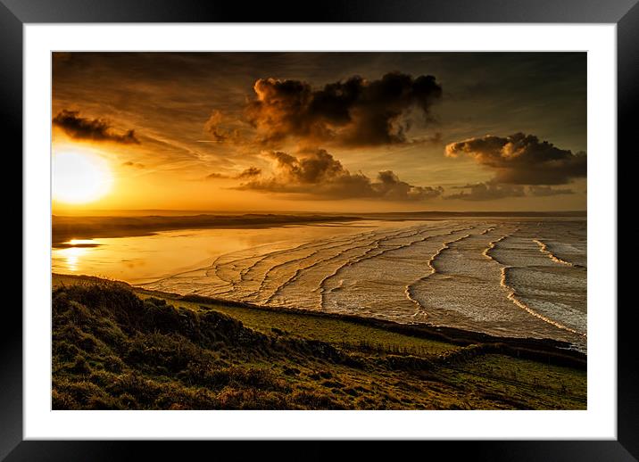Surfer Sunrise Framed Mounted Print by Dave Wilkinson North Devon Ph