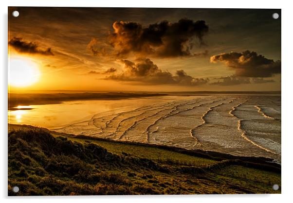 Surfer Sunrise Acrylic by Dave Wilkinson North Devon Ph