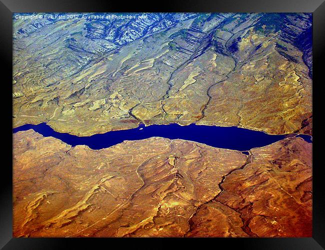 Lake Mead from Air Framed Print by Eva Kato