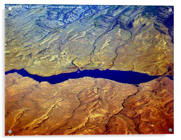 Lake Mead from Air Acrylic by Eva Kato