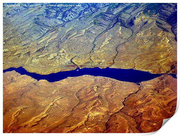 Lake Mead from Air Print by Eva Kato