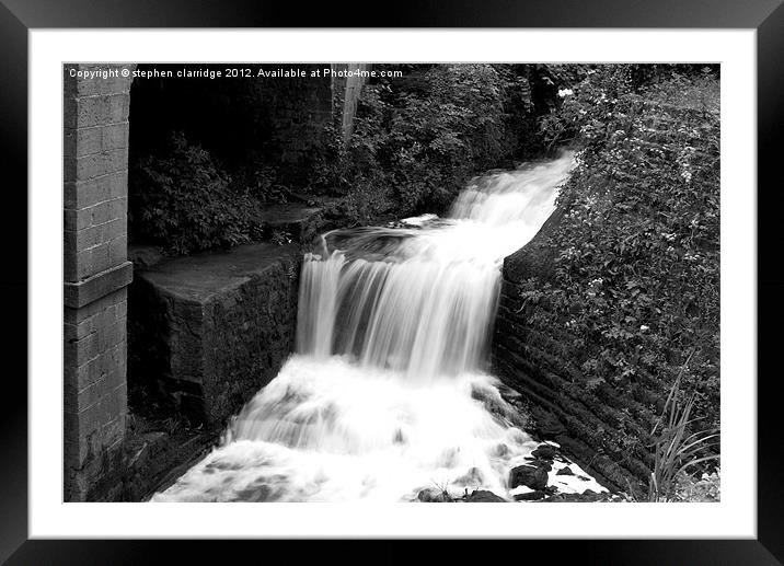 Black and white waterfall Framed Mounted Print by stephen clarridge