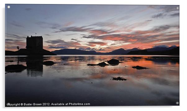 Castle Stalker Sunset Acrylic by Buster Brown